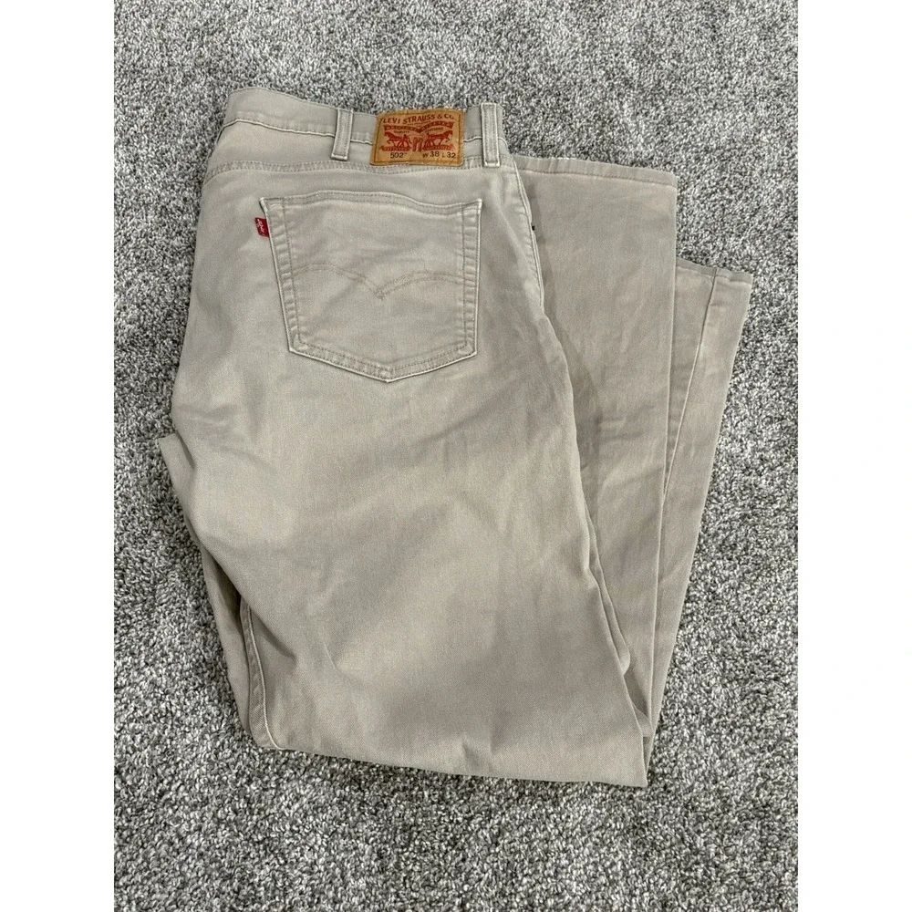 Levis 502 38x32 Pants Mens Light Khaki Tan Straight Leg Lightweight‎